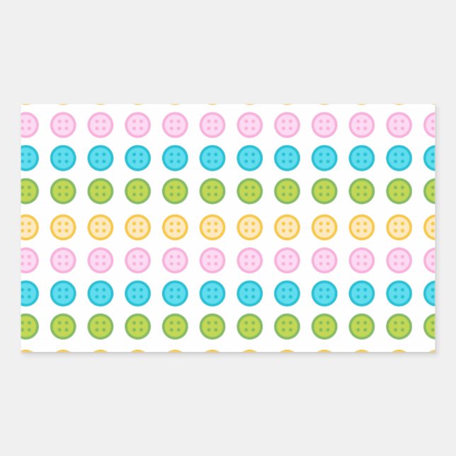 Pink blue yellow button pattern accessories trendy rectangular sticker (Front)