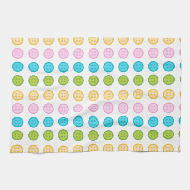 Pink blue yellow button pattern accessories trendy tea towel (Horizontal)