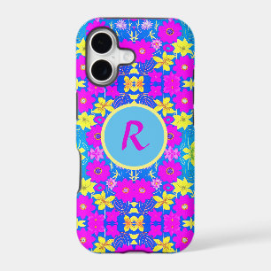 Pink blue yellow flower pattern background add nam