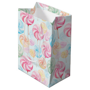 Pink Blue Yellow Green Orange Lollipops Birthday Medium Gift Bag