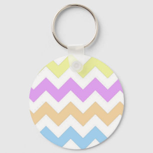 pink, blue, yellow pastel colour zigzag strips key ring
