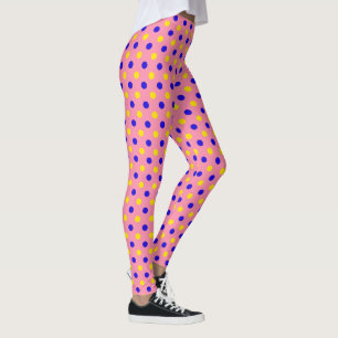 Pink Blue Yellow Polka Dots Design  Leggings