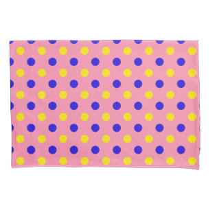 Pink Blue Yellow Polka Dots Design  Pillowcase