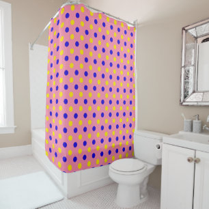 Pink Blue Yellow Polka Dots Design Shower Curtain