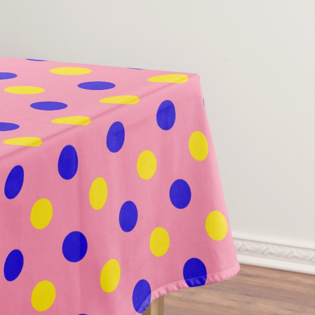 Pink Blue Yellow Polka Dots Design  Tablecloth (In Situ)