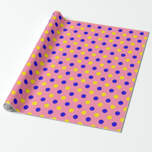 Pink Blue Yellow Polka Dots Design  Wrapping Paper