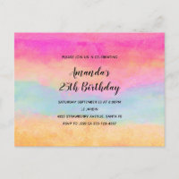 Pink Blue Yellow Rainbow Abstract Stripes Birthday