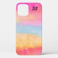 Pink Blue Yellow Rainbow Abstract Stripes