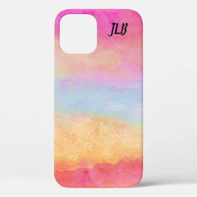 Pink Blue Yellow Rainbow Abstract Stripes Case-Mate iPhone Case (Back)