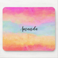 Pink Blue Yellow Rainbow Abstract Stripes