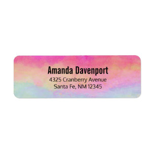 Pink Blue Yellow Rainbow Abstract Stripes Return Address Label