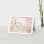 Pink Blue Yellow Wildflower Birthday Card<br><div class="desc">Who can resist wildflowers, especially for their birthday? Our "Pink Blue Yellow Wildflower Birthday Card" is the perfect birthday greeting card for all those gals on your list. Buy several to have on hand, too, for unexpected birthdays. Our wild flower photo is of a hand drawn watercolor painting of a...</div>