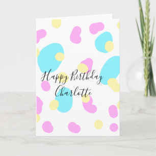 Pink blue yellowhappy birthday kids shapes abstrac card