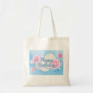 Pink bluebirthday luxurious elegant extravagant tote bag