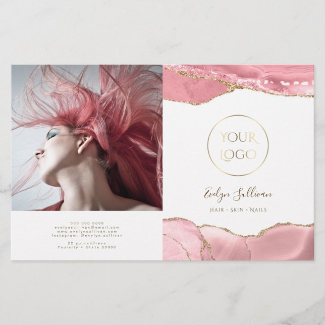 pink blush agate bifold brochure (Front)