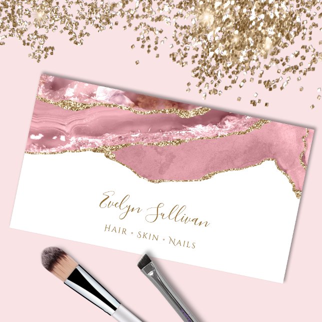 Pink blush agate business card (Creator Uploaded)
