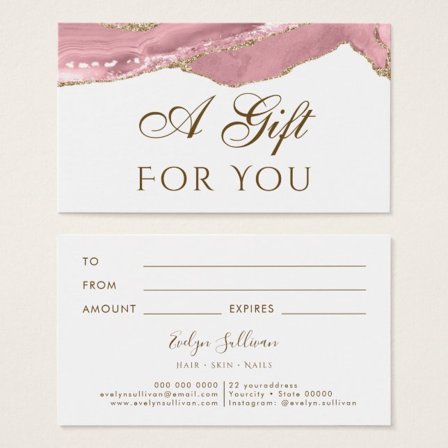 Pink Blush Agate Gift Card (Front & Back)