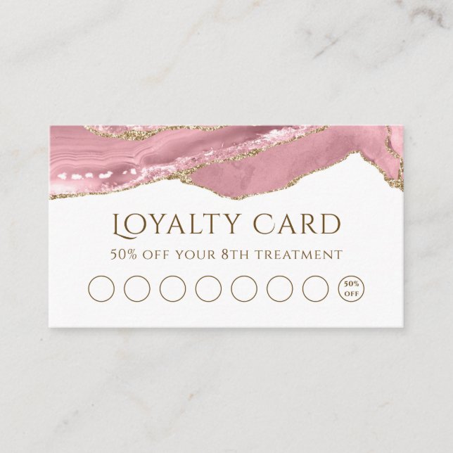 Pink Blush Agate Loyalty Card (Front)