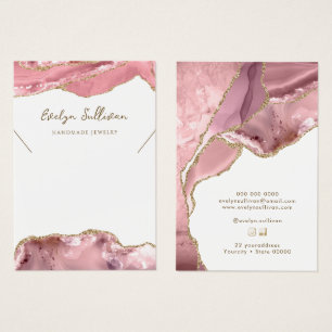 Pink blush agate necklace display card