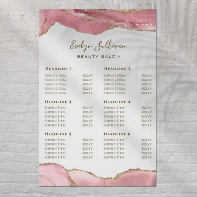 Pink Blush Agate Price List Poster (Creator Uploaded)