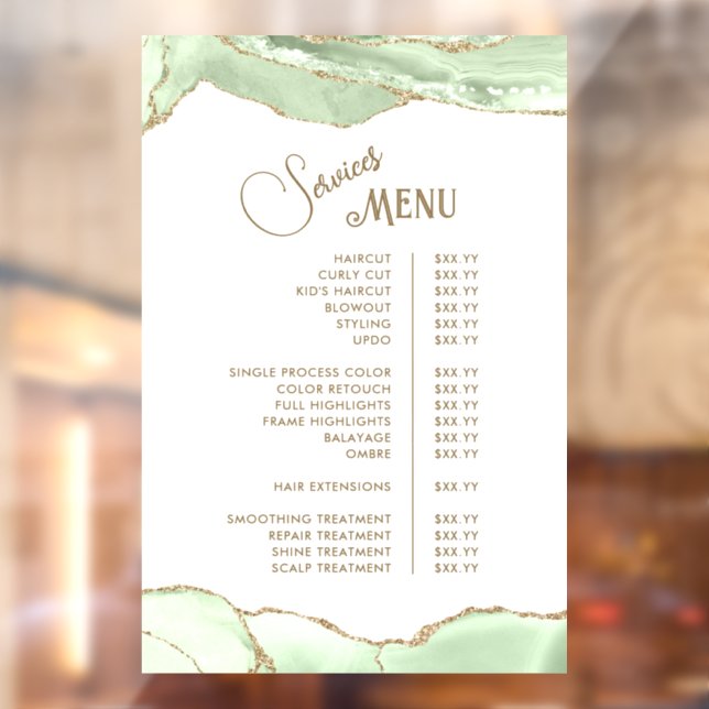 Pink Blush Agate Services Menu (Sheet 2)