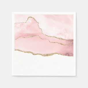 Pink Blush Agate with Gold Ribbon Elegant Napkin