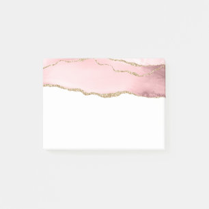 Pink Blush Agate with Gold Ribbon Elegant Post-it Notes