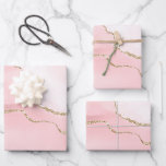 Pink Blush Agate with Gold Ribbon Elegant Wrapping Paper Sheet<br><div class="desc">Wrapping paper sheets with an elegant and trendy agate design. Pink blush watercolor with a subtle marble agate look and gold glittery ribbon layered in between.</div>