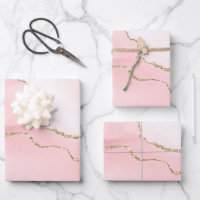 Pink Blush Agate with Gold Ribbon Elegant
