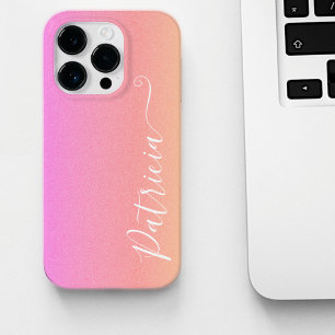 Pink Blush Airbrush Background Customised Name iPhone 12 Case