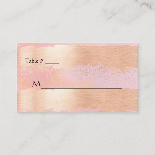 Pink Blush and Gold Romance Wedding Place Card (Front)