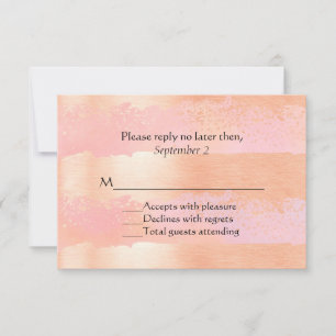 Pink Blush and Gold Romance Wedding RSVP Card