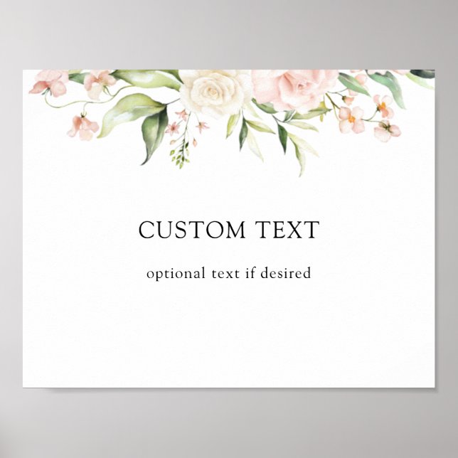 Pink Blush and Greenery Custom Text Sign (Front)