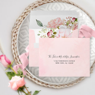 Pink, Blush and Rose Gold Floral RSVP Wedding Envelope