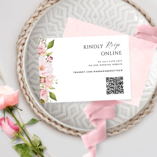 Pink, Blush and Rose Gold Wedding QR Code RSVP (Creator Uploaded)