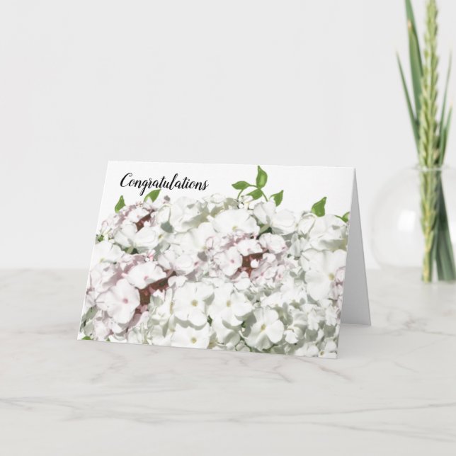 Pink Blush and White Flowers Congratulation Card (Front)