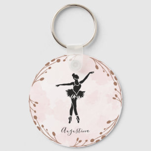 Pink Blush Ballet Dancer Ballerina Name Prima Key Ring