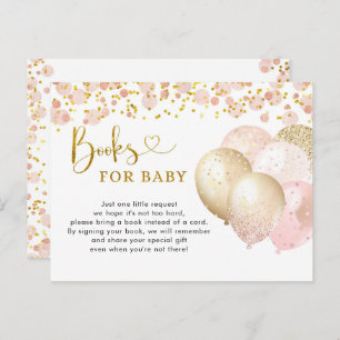 Pink Blush Balloon Baby Shower Books for Baby Invitation Postcard