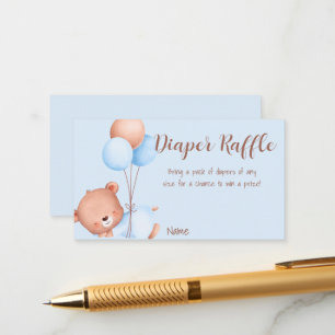 Pink Blush Bear Watercolor Diaper Raffle ticket En Enclosure Card