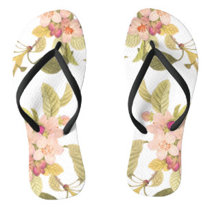 Pink Blush Blooming Summer Floral Botanical Thongs