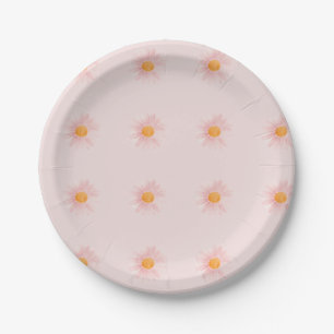 Pink Blush Boho Daisy Birthday Party  Paper Plate