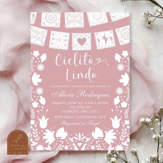 Pink Blush Boho Talavera Mexican Baby Shower  Invitation (Creator Uploaded)