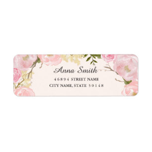 Pink Blush Botanical Floral Wedding Address Labels