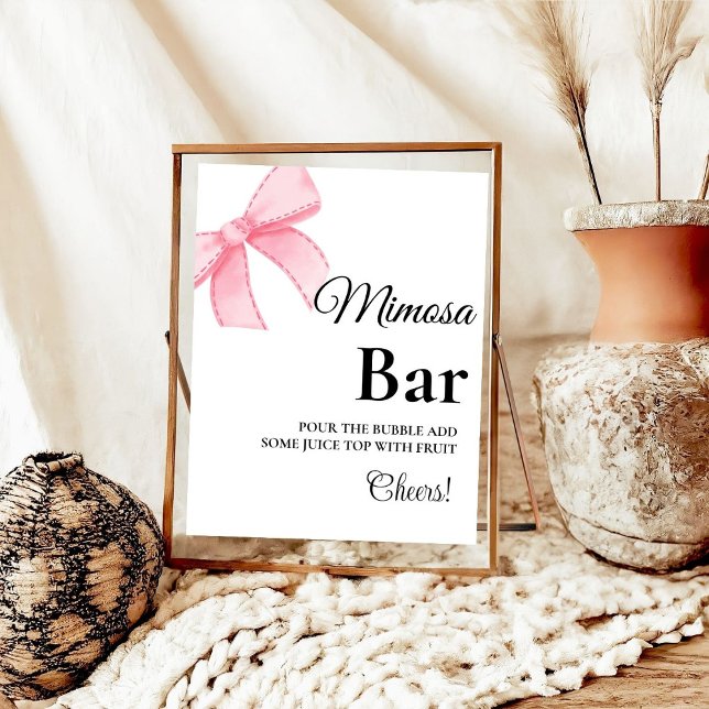 Pink Blush Bow Bridal Shower mimosa bar sign (Creator Uploaded)