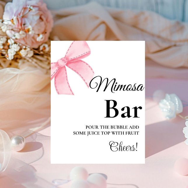 Pink Blush Bow Bridal Shower mimosa bar sign (Creator Uploaded)