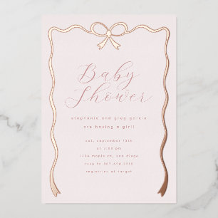 Pink Blush Bow Foil Invitation