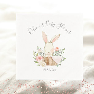 Pink Blush Bunny Rabbit Girl Baby Shower Napkin