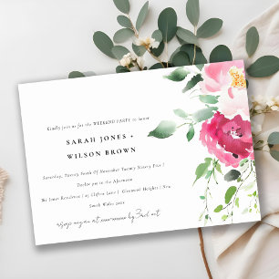Pink Blush Burgundy Rose Weekend Party Invitation