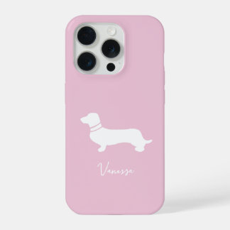 Pink blush champagne custom modern dachsund iPhone 15 pro case