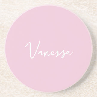 Pink blush champagne custom modern script coaster